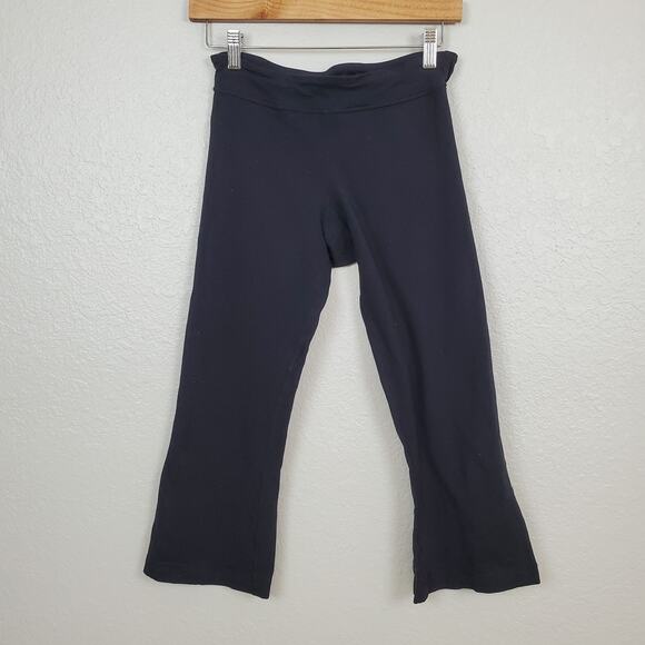 lululemon athletica Pants - Lululemon Crop Flare Leggings Womens Size 4 Slit Black Stretch Yoga Workout Gym